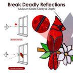 2 Pcs Red Cardinal Stained Glass Suncatchers, for Mom,Nana