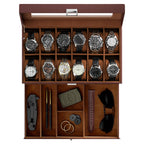 ProCase Watch Box, 12 Slot Watch Case for Men with Drawer, Espresso