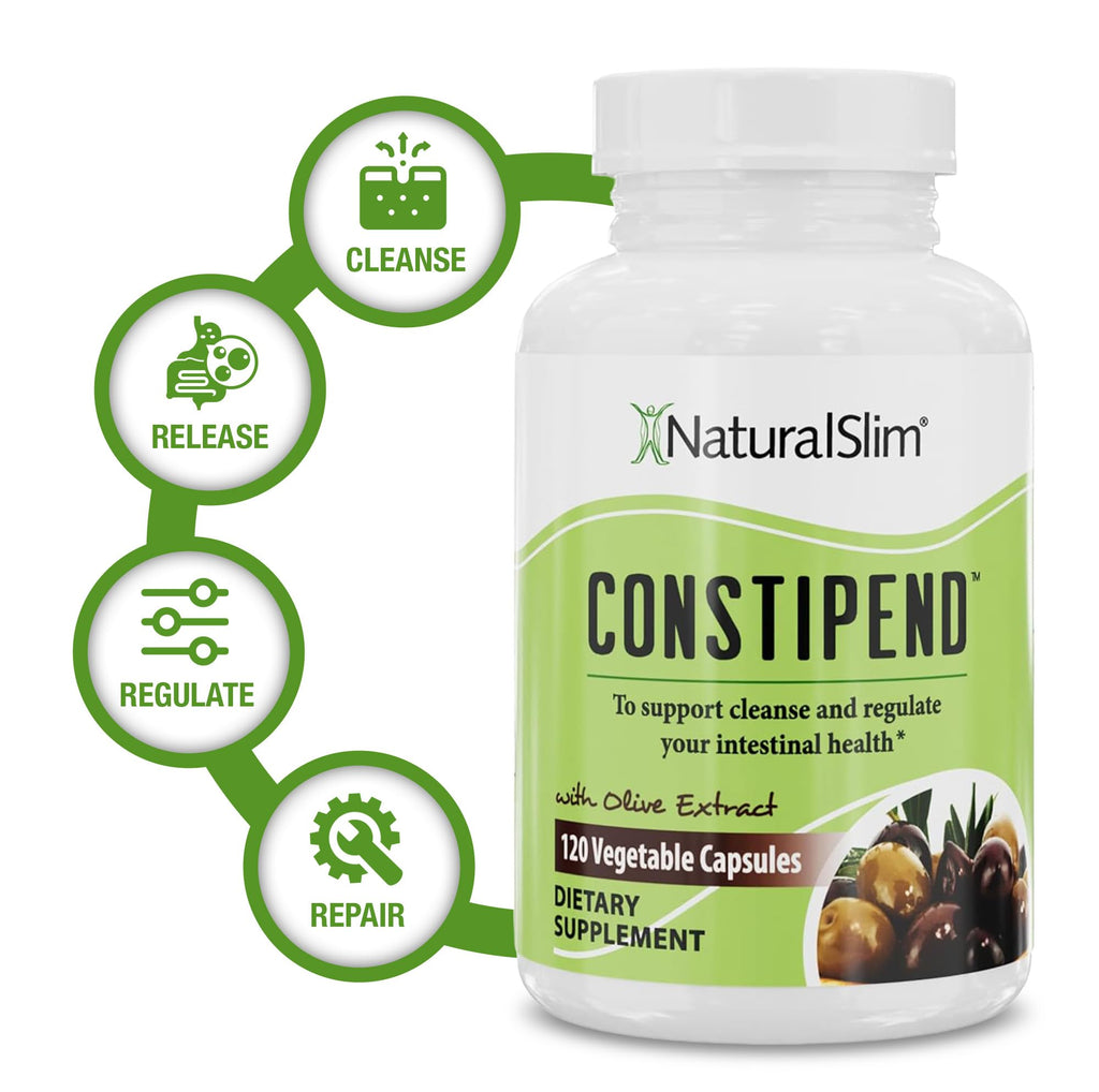 Naturalslim Magnesium Oxide - Constipend for Constipation Relief, Colon Cleanser & Stool Softeners for Women & Men with Magnesium Citrate, Aspartate, & Olive Extract - 120 Vegetable Capsules 2 Pack