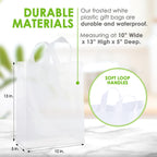 Prime Line Packaging Plastic Gift Bags, Frosted Gift Bags with Handles for Small Business, Shopping, Boutique Supply, Retail Store Use, Bulk, 10x5x13, 50 Pack