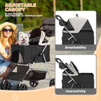 Magshion Foldable Pet Stroller, 3-in-1 Dog Travel Jogger with Detachable Carrier, Cup Holder, Storage Basket, Folding Carrier for Small/Medium Dogs & Cats Up to 33 lbs, Black