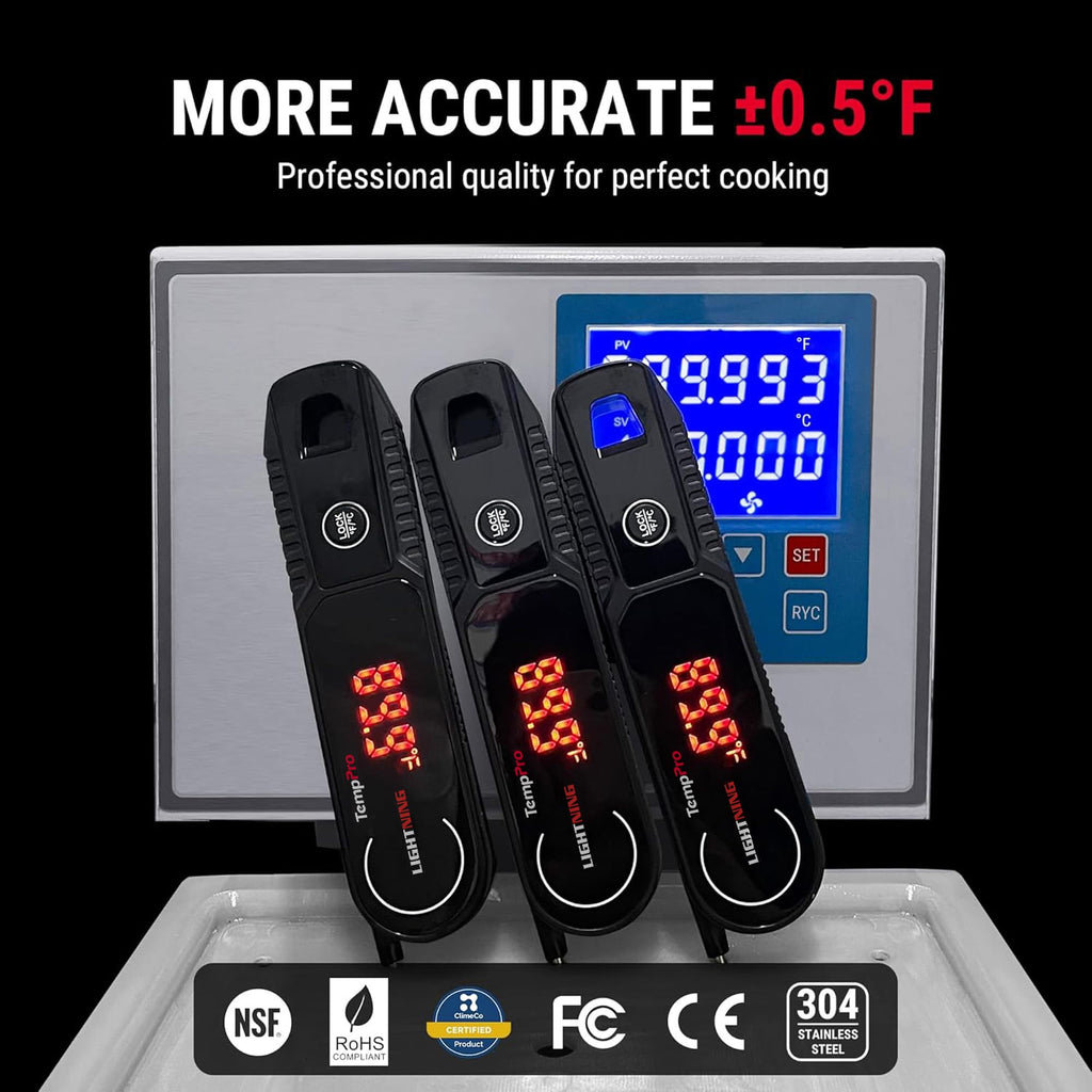 TempPro Lightning 1 Sec Instant Read Meat Thermometer, Kitchen Food Thermometer with 180° Rotating Display, IP67 Waterproof Cooking Thermometers for Deep Fry Smoker Grill BBQ(Previously ThermoPro)