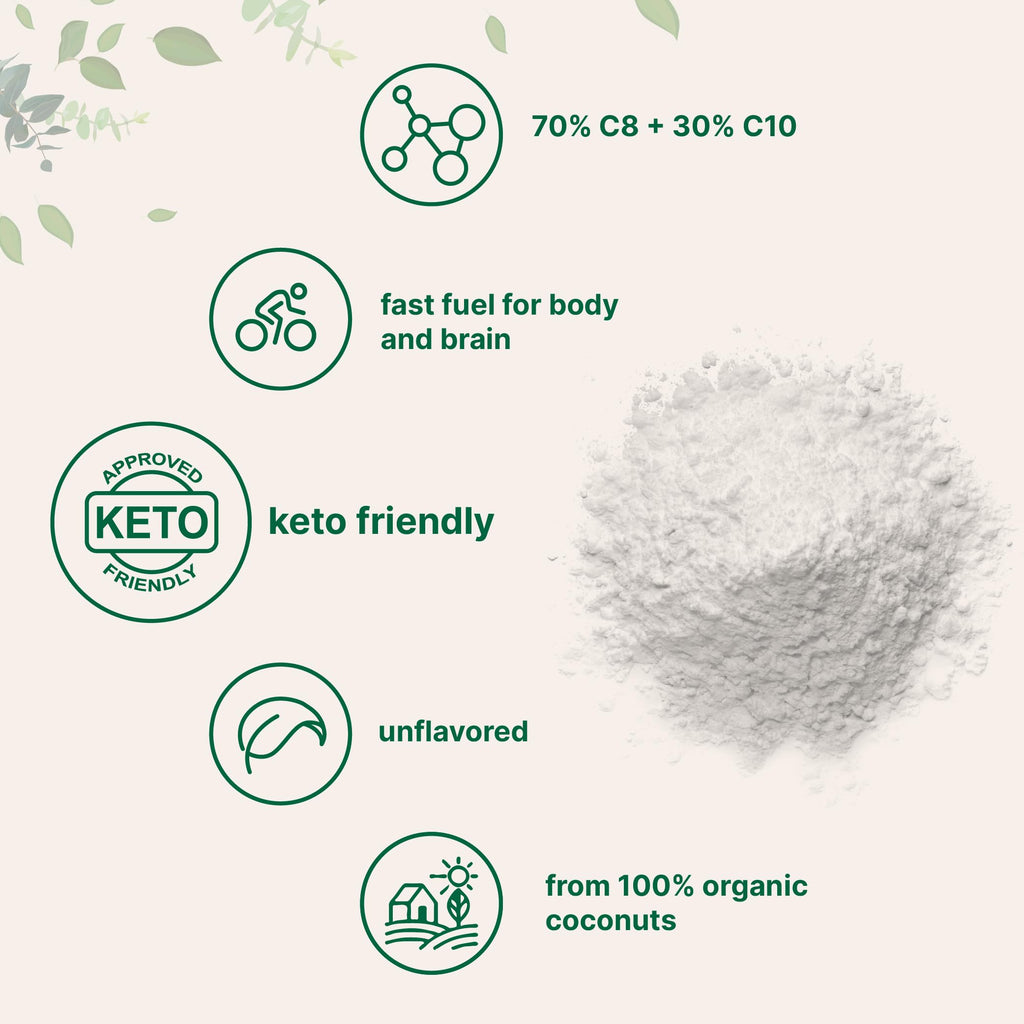 Micro Ingredients Organic MCT Oil Powder with Prebiotic Fiber,1 Pound (16 Ounce) | C8 MCT Oil for Coffee Creamer | No GMOs, Keto Diet, Vegan