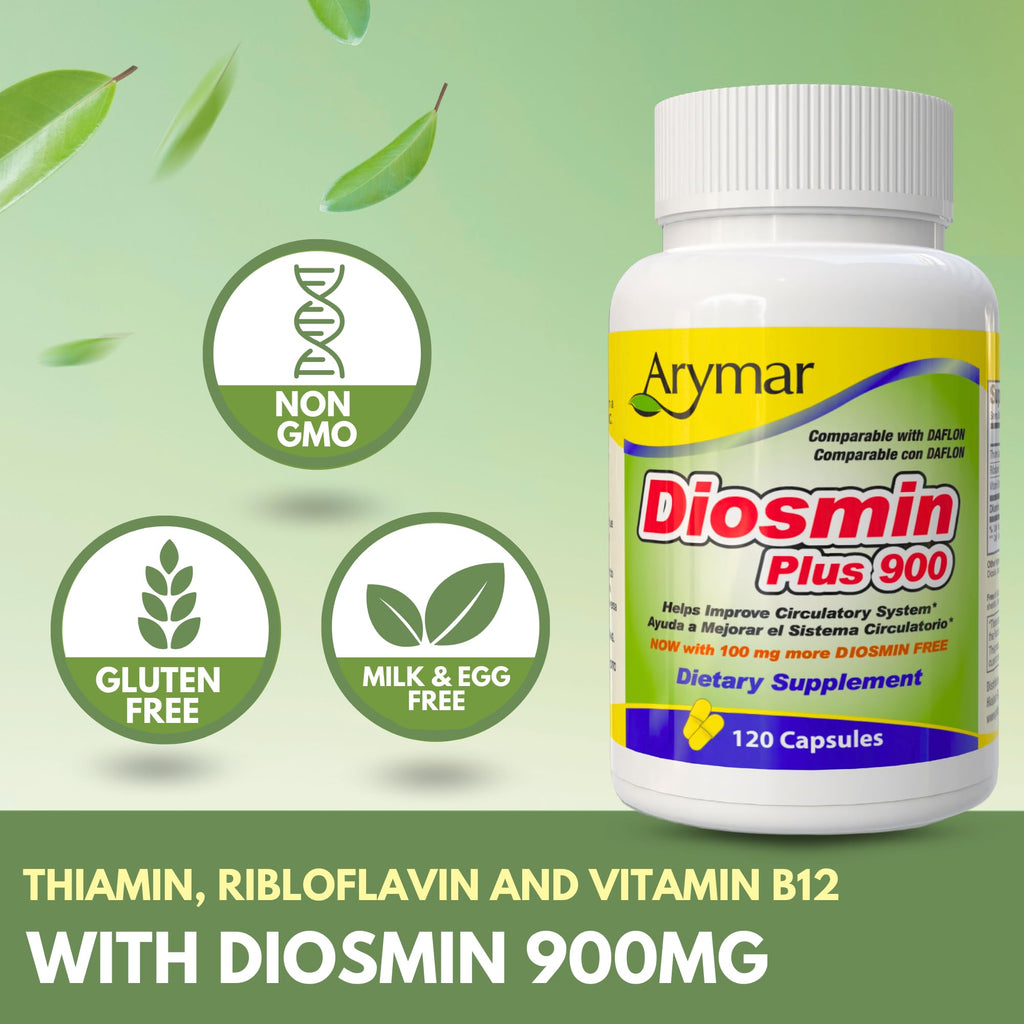 Arymar Diosmin Plus 900, Circulatory System Support (60 Capsules/Pack of 1) (120 Capsules)