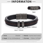 Personalized Custom Name Bracelets for Men - Mens Leather Bracelet with 2-5 Kids Names Customized Gifts for Dad Husband Son (2 names)