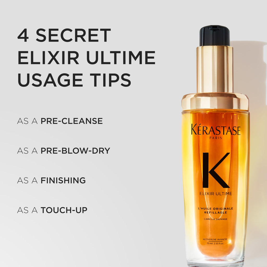 Kerastase Elixir Ultime Refillable Oil – For Shine & Hydration, 1.01 Fl Oz