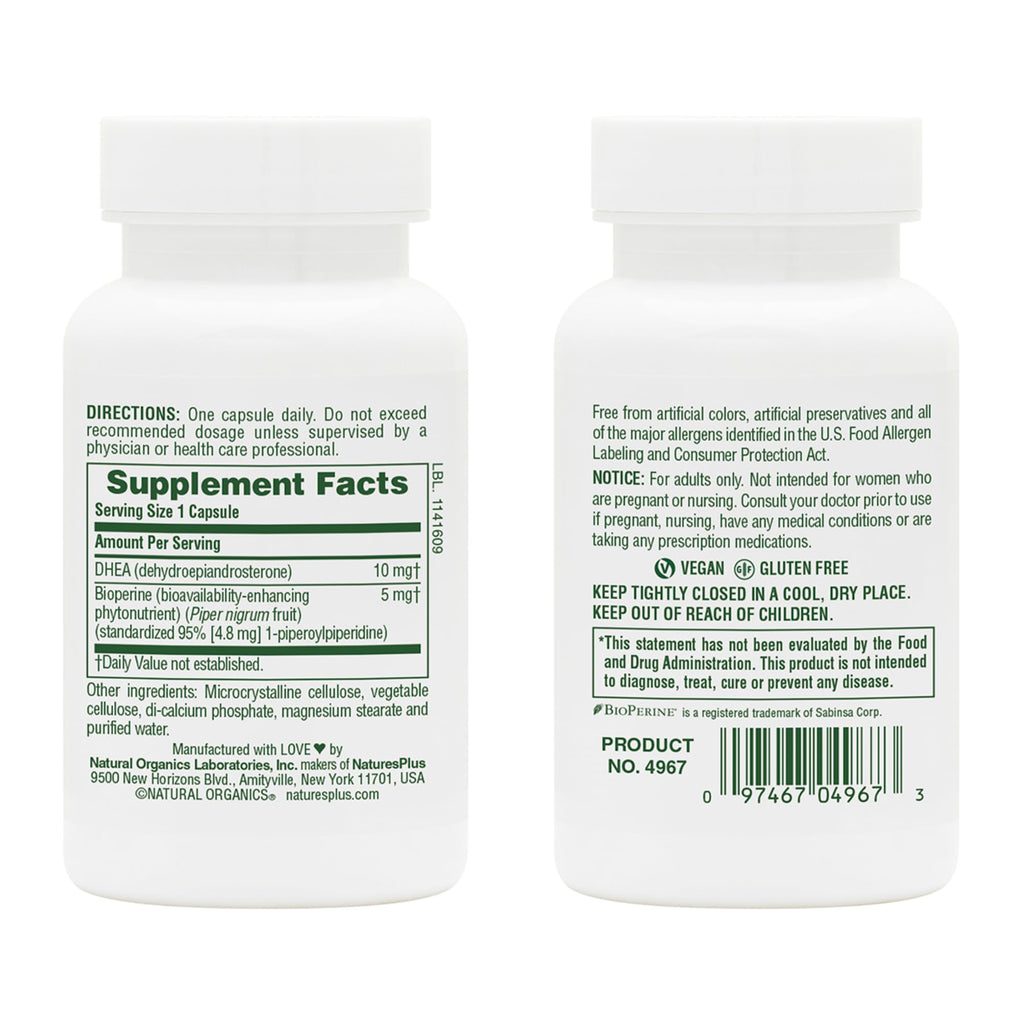NaturesPlus DHEA-10 - Supports Energy, Immune Health & Healthy Aging - 90 Capsules - Vegan, Gluten Free - 90 Servings