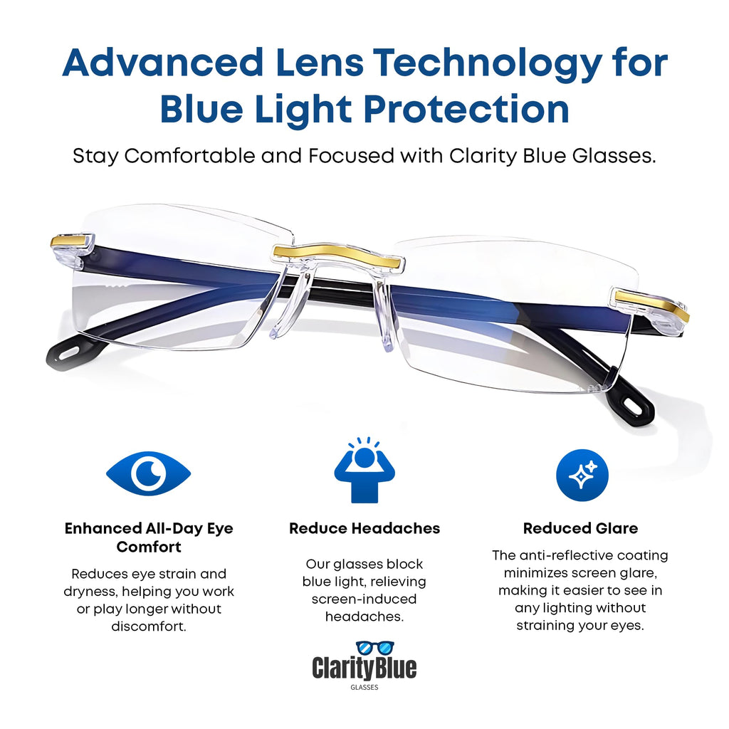 FREEZE2TRIM Clarity Blue Glasses for Women and Men Clarity Blue Light Glasses For Reading Eye Strain from Screen Computer Gaming Eye Glasses with Clear Frame & Travel Case