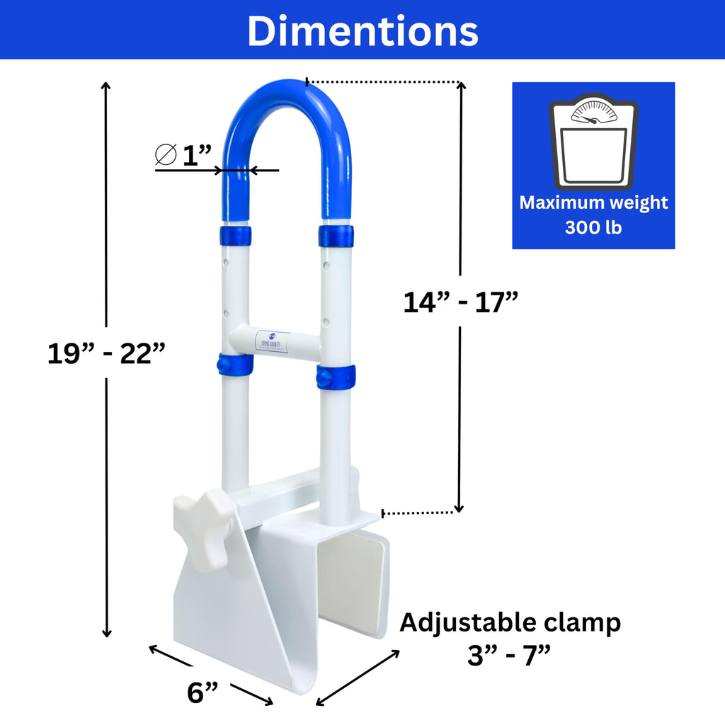 EYL Medical Supplies Adjustable Bathtub Handle for Elderly | Sturdy Clamp-On Tub Grab Bar with 300lb Capacity | Grab Bars for Bathtubs | Shower Handle for Elderly | Durable Tub Safety Rail 14" x 17