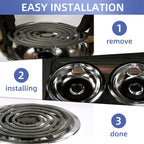 W10196406 and W10196405 Chrome Stove Burner Drip Pan Set for Whirlpool Amana Maytag Magic-Chef Kenmore Electric Range with Locking Slot, Includes 2 6-Inch and 2 8-Inch Drip Bowls