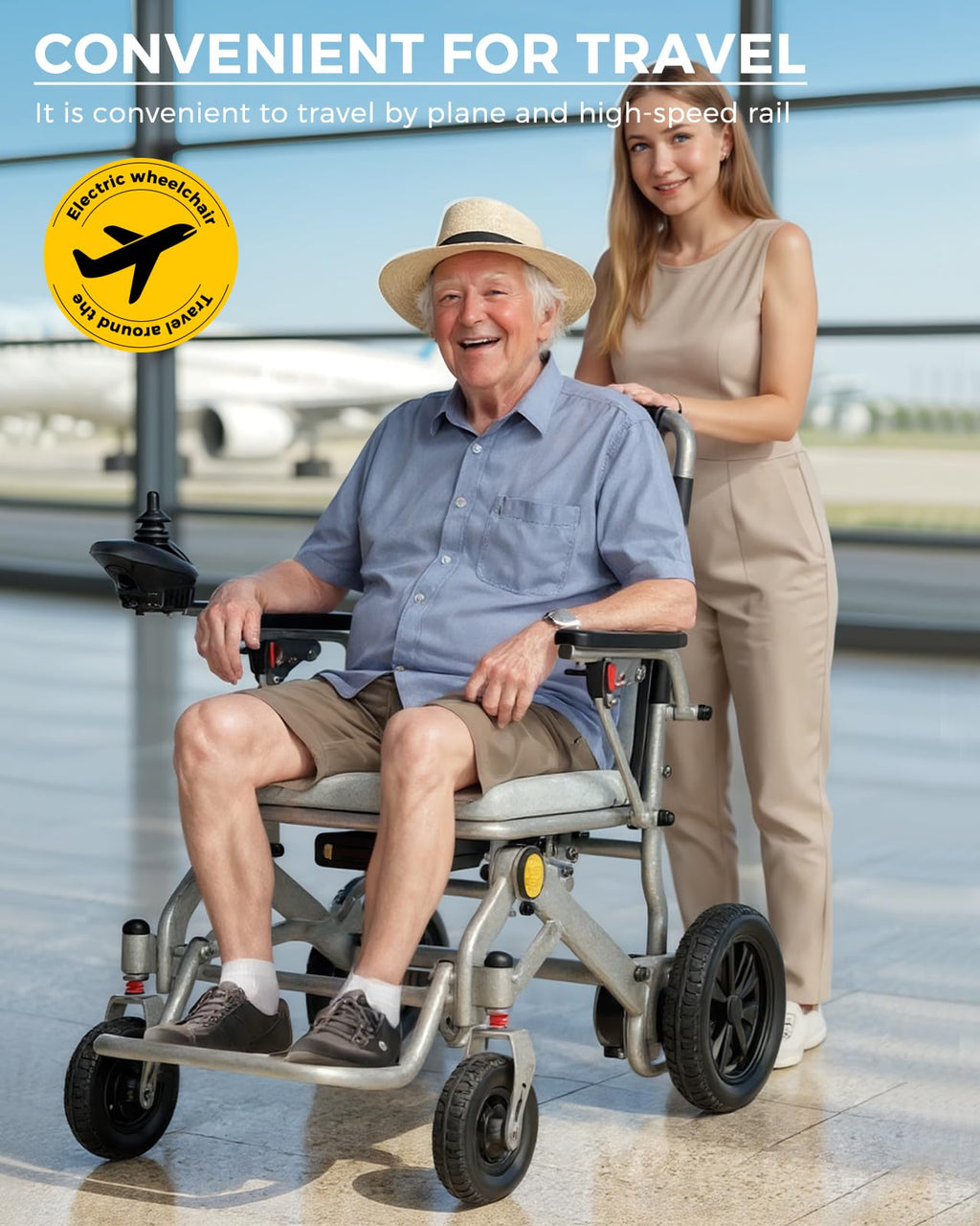 Ultralight 34lbs Foldable Electric Wheelchair for Adults, 350lbs Capacity, 500W Motor & Detachable Lithium Battery, Aluminum Frame Electric Wheelchair, All-Terrain Magnesium Wheels