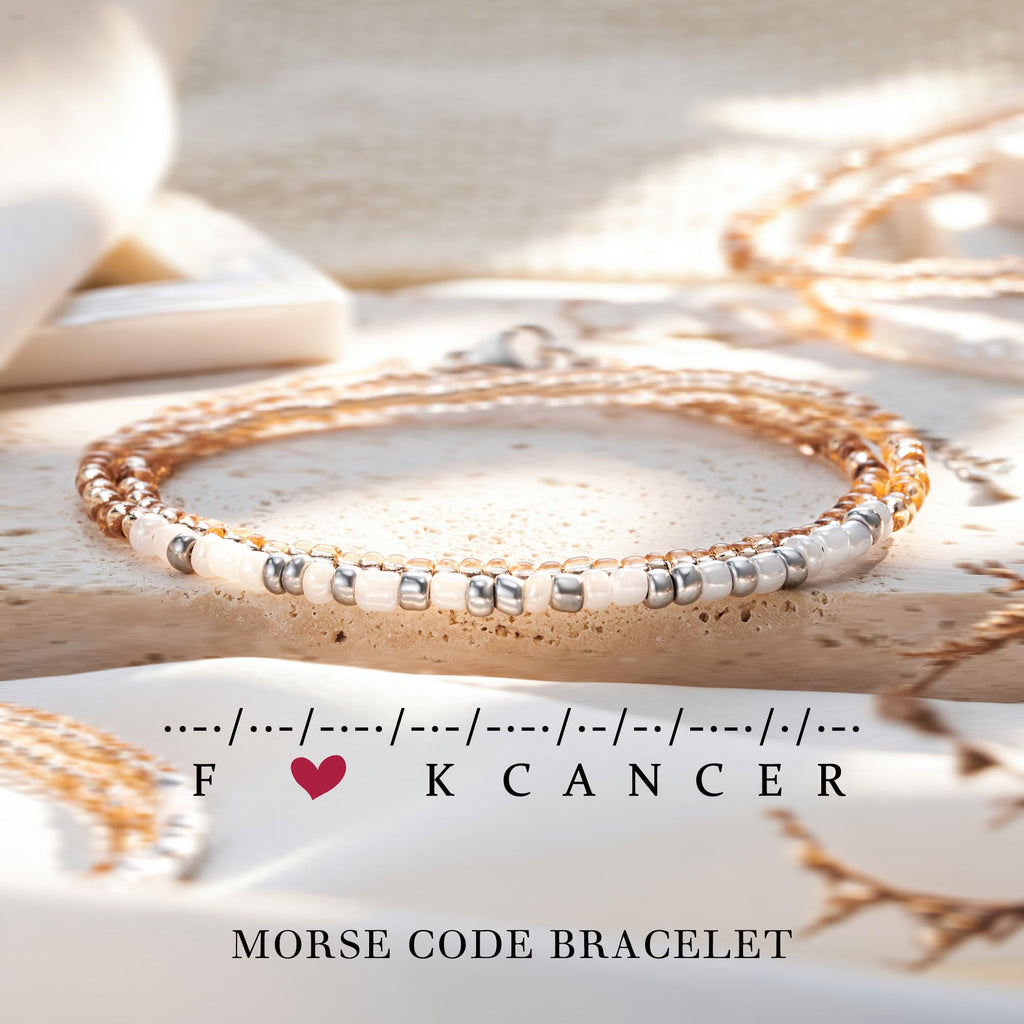 ASKRAIN Cancer Gifts for Women, Morse Code Bracelets Unique Breast Cancer Patients Chemo Survivor Comfort Gifts for Women, Inspirational Uplifting Gift for Female