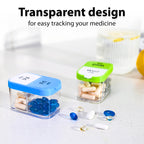 Extra Large Weekly Pill Organizer - Daily XL Pill Box for Am Pm Supplements - Weekly Twin-Packed for Oversized Two A Day Cary (Blue/White)
