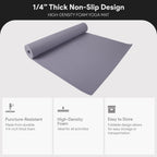Fitvids 1/4-Inch High Density Thick Non Slip Yoga Mat with Knee Pad and Carrying Strap for Workout, Pilates, Gym Home Exercise, Grey