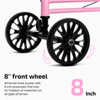 VitaSophy Knee Scooter with Disc Brake, Steerable Knee Walker for Adults,Foldable Rover Scooter for Broken Foot Injured Leg Crutch,Pink