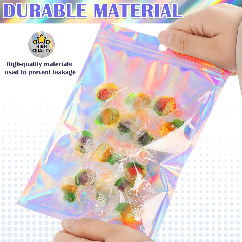 JETMORE 100 Pcs Mylar Bags, Holographic Bags, Resealable Bag for Small Business, Packaging, Sample Bag for Pen, Gift, Jewelry, Snack, Bracelets, Mothers Day Gifts (5.5x7.9in)