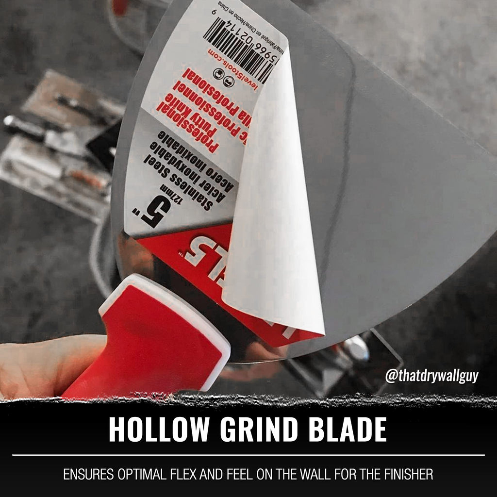 8" Soft-Grip Stainless Steel Drywall Joint Knife - LEVEL5 | Pro-Grade | Comfortable Finishing Hand Tool | Metal Hammer End | Sheetrock Gyprock Plasterboard Mud | 5-144