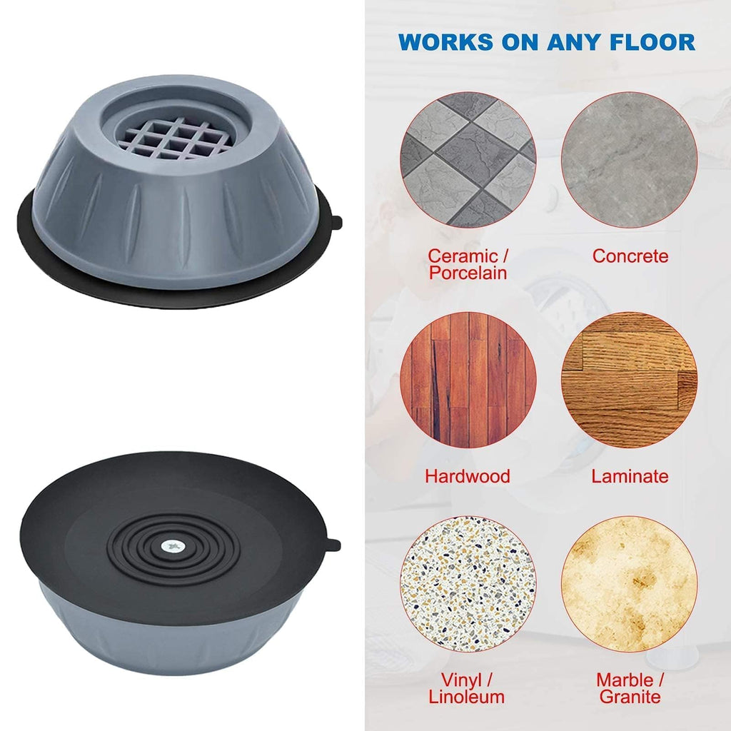 Dadop 4Pcs Anti Vibration Pads for Washing Machine and Dryer Shock and Noise Cancelling Washing Machine Support Prevent Moving Shaking Walking Universal Size