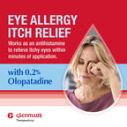 Glenmark Therapeutics Once Daily Olopatadine Eye Drops for Allergies, Redness Relief, Antihistamine, Allergy Relief from Pet Dander, Pollen, Grass, Ragweed, Olopatadine HCl 0.2%, 2.5ml (Twin-Pack)