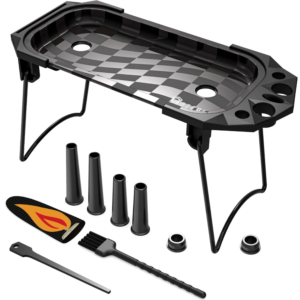 OZCHIN Foldable Metal Tray Set, Stylish Tray with Cleaning Brush & Scoop Card, Portable Space-Saving Organizer for Home or Travel, Great