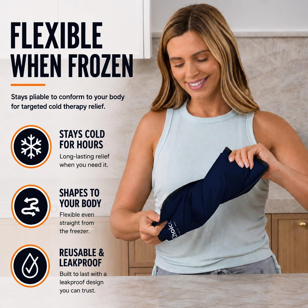 2 Pack Large Ice Packs for Injuries | 11" x 14.5" | Hot & Cold Pack | Reusable Gel Pack, Durable Construction, & Flexible When Frozen (Dark Blue, 11x14.5 Inch (Pack of 2))