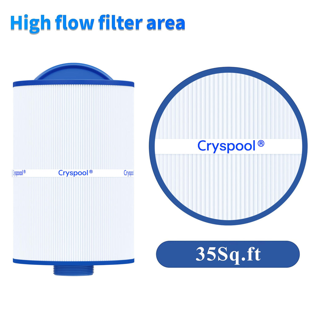 Cryspool® 05015 Spa Filter Compatible with 5CH-35, PMAX50P4, PAS35P, Maax 104309, FC-0300, 35 Sq. Ft hot tub Filter Cartridge, 1 1/2" MPT, 2 Pack