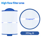Cryspool® 05015 Spa Filter Compatible with 5CH-35, PMAX50P4, PAS35P, Maax 104309, FC-0300, 35 Sq. Ft hot tub Filter Cartridge, 1 1/2" MPT, 2 Pack