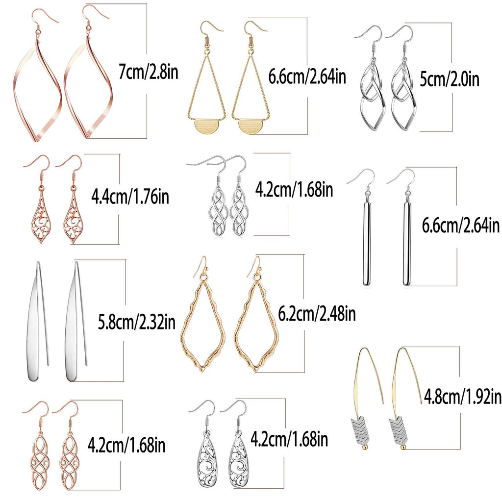 20 Paris Assorted Dangle Earrings Set for Women, Fashion-Celtic Gold Bar Earrings for Teens Girls Cute Filigree Earrings