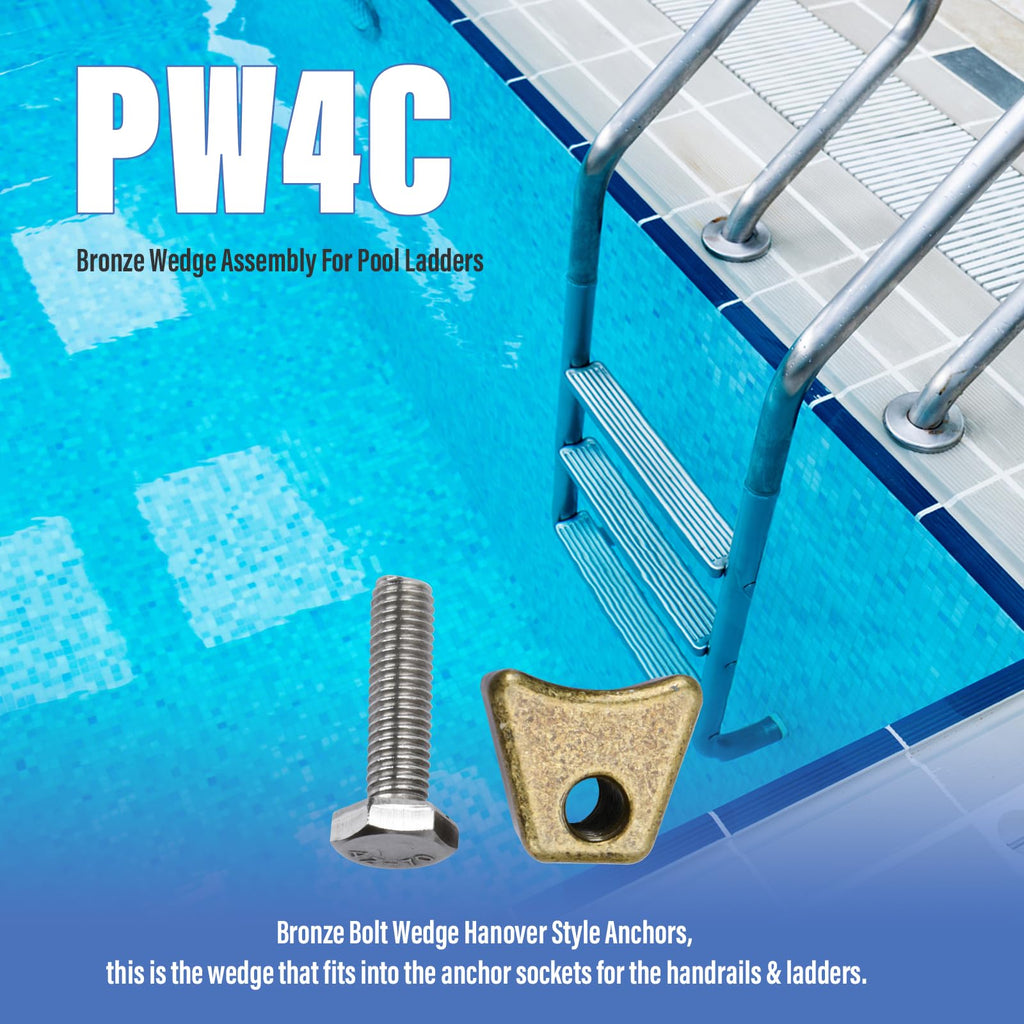 Pool Ladder Anchors Bronze Wedge Assembly, for PW-4C Perma 3", 4" Sockets, In-Ground Swimming Pool Ladder & Stair Rail Anchor Fixing Parts - 2 Pack