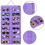 AROUY Sunglasses Organizer Storage, Hanging Dust Proof Wall Pocket Glasses Organizer - 16 Felt Slots Sunglass Organizer Holder with Metal Hook and Sturdy Rope (Dust Proof, Purple)