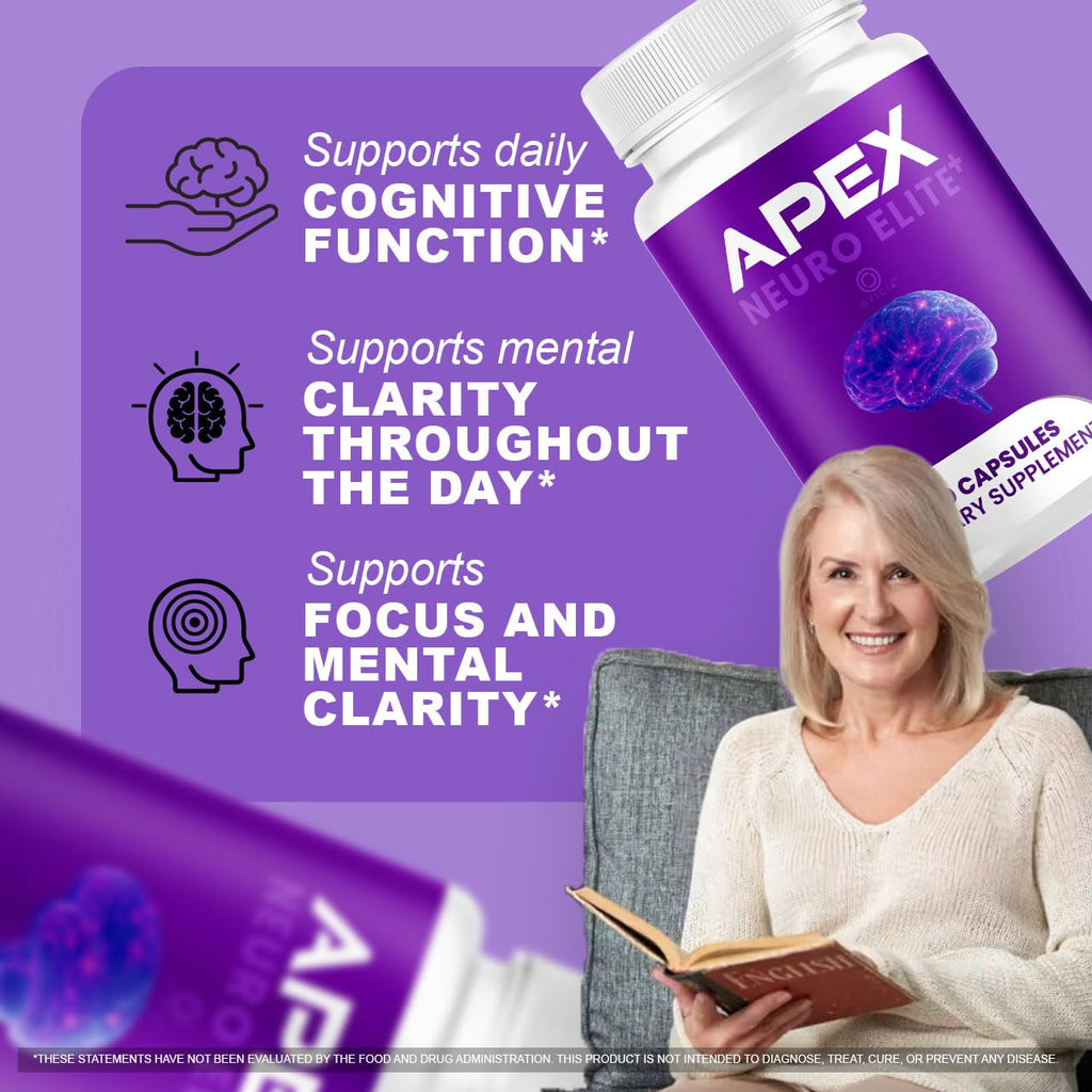 (2 Pack) Apex Neuro Elite Capsules - Official ApexNeuro Elite Pills Advanced Formula Support Maximum Strength, All Natural Ingredients Vitamins For Overall Health & Wellness, 120 Capsules For 2 Months