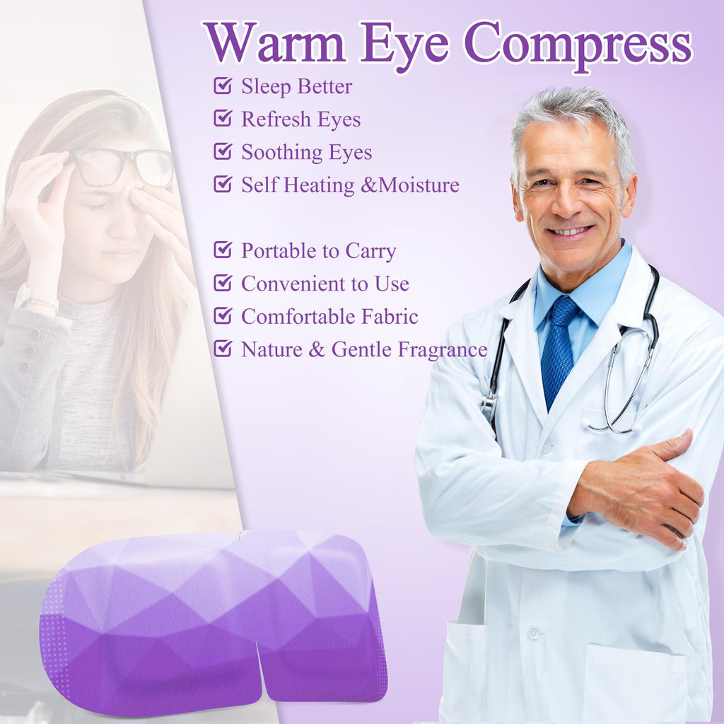 FRSHMORN 32Packs Steam Eye Mask, Heated Eye Mask for Sleeping, Warm Compress for Eyes, Self Heating Disposal Steam Mask for Home Sleep, Office, Spa, Travel Essentials Valentine's Day Gifts (Lavender)