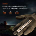ACEBEAM TAC 2AA EDC Tactical Dual Modes Flashlight Rechargeable, 1400 High Lumens Flashlight, Dual Switch Pocket LED Flashlight, Super Bright Small Flash Light for Emergency, Camping, Home(SFT-25R HI)