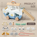 Joyreal Wooden Noah's Ark Toy for 1 Year Old Baby Boy and Girl Baptism Gift