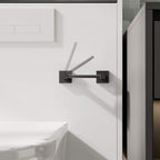 Ruacq Toilet Paper Holder Matte Black Double Post Pivoting Square Tissue Holders Roll Holder Hangers Toilet Paper Modern Wall Mounted, Commercial Bathroom Toilet Paper Roll Holder