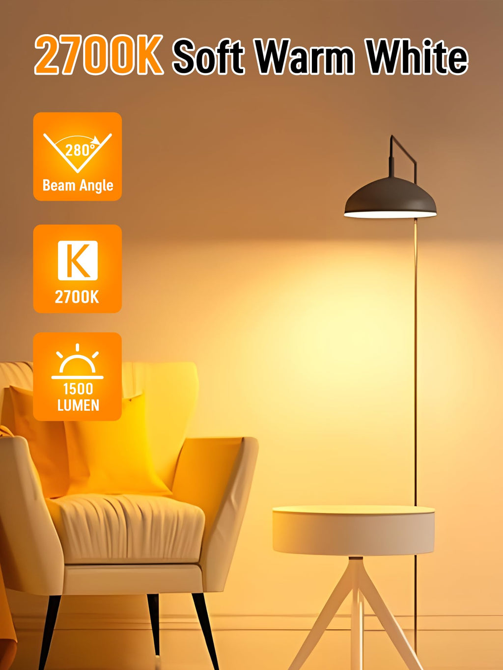 12 Pack LED Light Bulbs 100 Watt Equivalent, A19 Soft Warm White 2700K