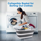 Extra Large Collapsible Bucket 35L Mop Bucket With Handles & Wheels, Plastic Wash Basin Pet Bath Tub for Puppy Dogs Cats, Folding Laundry Basket Clothes Storage Organizer RV Outdoor Camping Essentials