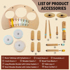Toddlers Drum Set Toys for Toddlers 1-3,Baby Drum with Xylophone,Musical Instruments Toy, Kids Wooden Montessori Toys Birthday Gift for Boys Girls