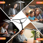 AILBTON Ultra-Large Gooseneck Desk Lamp with Clamp| Dual-Source Super Bright LED Study Light with Flexible Arms, 5 Brightness & 4 Color Modes for Home Office/Reading