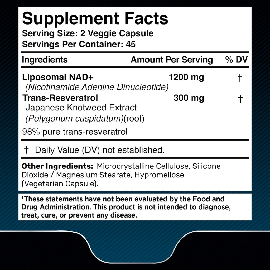 WELLNESS LABSRX Liposomal NAD Supplement, 1500mg - NAD Resveratrol Supplement for Women and Men, NAD+ Support Cellular Health, Energy & Anti Aging - 3 Pack
