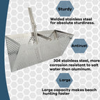 Sand Flea Rake, 47" Detachable Stainless Steel Beach Sifter & Bucket