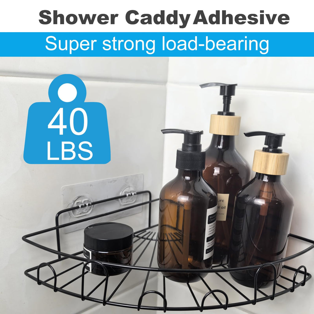 ZOMETUO 15 Pack Shower Caddy Adhesive Replacement, No Drilling Shower Shelf Adhesive, Strong Caddy Sticker Hooks Replacement for Showers Shelves and Kitchen Racks Organizer