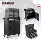 Goplus Tool Chest, 5 Drawers Rolling Tool Cabinet with Detachable Top Toolbox, Universal Lockable Wheels, Lock Bar, Protective Liner & Tool Rack, Metal Tool Storage Cart, Tool Box for Garage Workshop