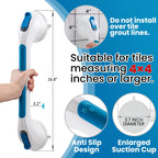 TAILI Shower Grab Bar 2 Pack Suction Grab Bars for Bathtubs and Showers, Heavy Duty Shower Handle Removable Bathroom Safety Grip for Seniors and Elderly, Shower Handrails No Drilling Waterproof, Blue