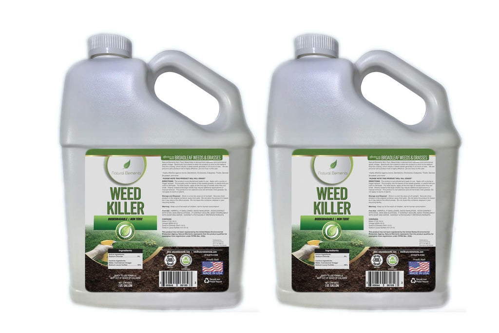 Natural Elements Weed Killer | Pet Safe, Safe Around Children | Natural Herbicide (2 Pack - 1 Gallon)