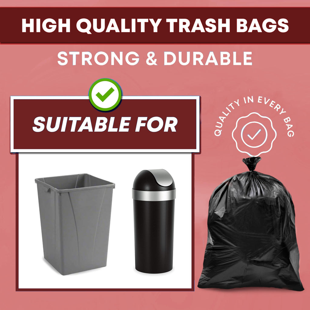 Black 13 Gallon Trash Bags – Bulk 1020 Count – Tall Kitchen Garbage Bags – 13 Gal Unscented Plastic Can Liners for Bathroom, Office, Janitorial, Commercial, Industrial, Municipal – Drawstring-Free