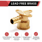 25-Pack EFIELD Pex Crimp 1/2 Inch x 1/2 Inch Female NPT Drop-Ear Elbow Brass Fittings, ASTM F1807,(PEX1807260)