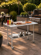 Atelicf NSF Stainless Steel Prep Table 30X48 inch, Backsplash & Casters