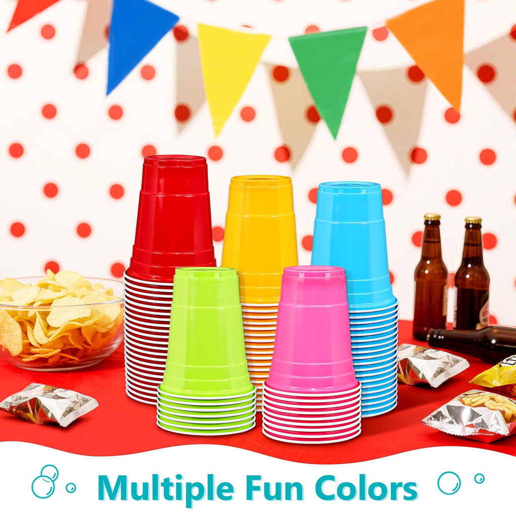 LANLISA 100 Light Pink Plastic Cups, 16 oz Disposable Cups, Drinking Cups For Party Supplies