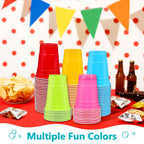 LANLISA 100 Light Pink Plastic Cups, 16 oz Disposable Cups, Drinking Cups For Party Supplies